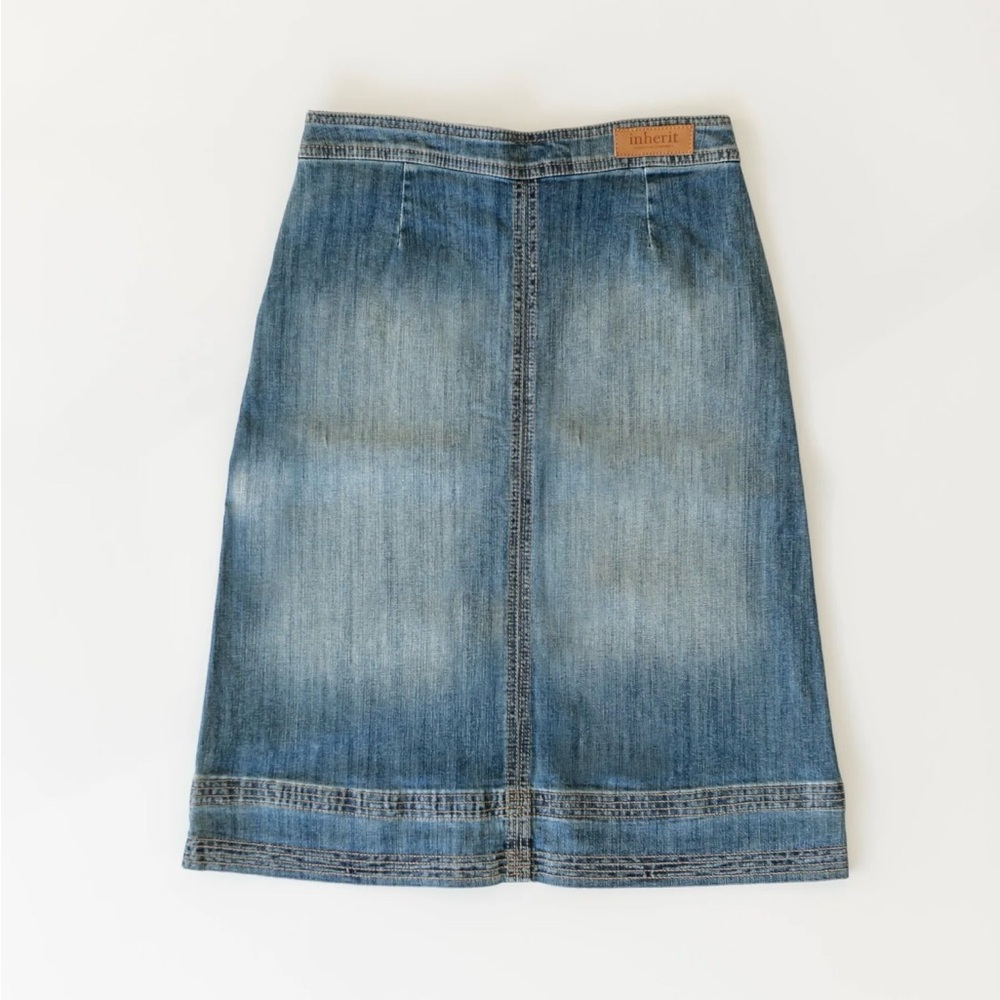 Sutton Side-zip A-line MIDI Denim Skirt - Picture 2 of 4